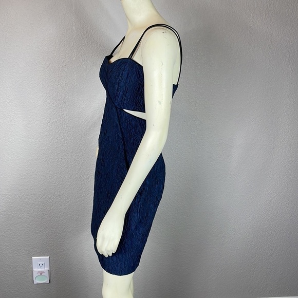 Jonathan Simkhai Navy Blue Crinkle Quilted Textured Cut Out Bodycon Dress 10 - Picture 3 of 12